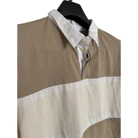 Goodfellow Tan Collared Stripe Long Sleeve Shirt Size Large NWT $20 - Picture 6 of 7